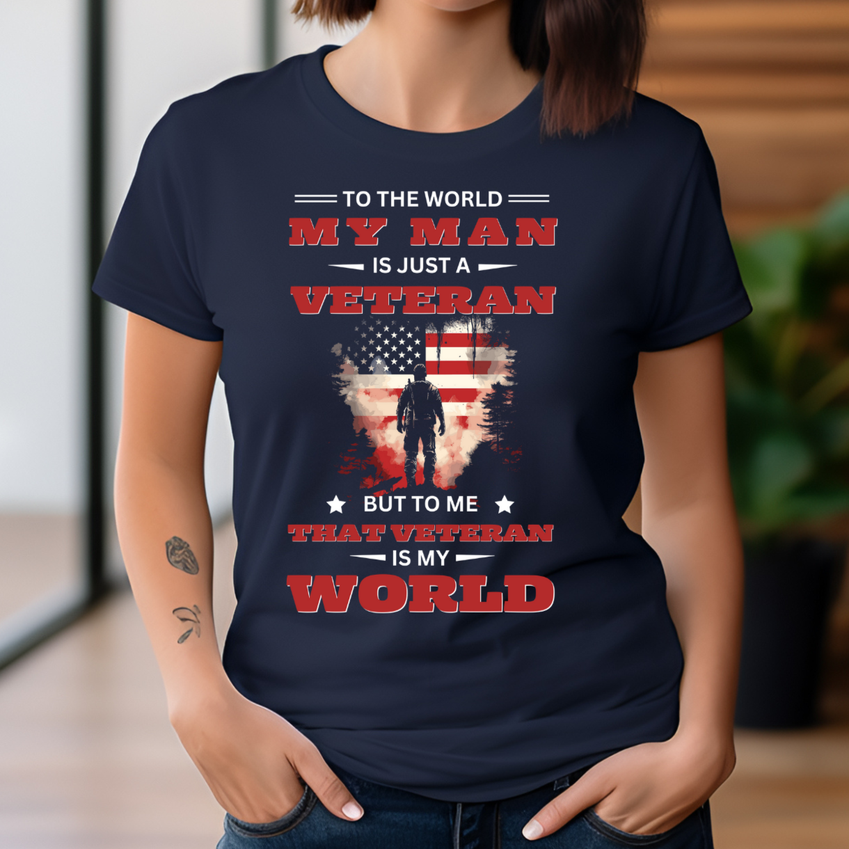 That Veteran Is My World | Gift for U.S Veteran's Wife