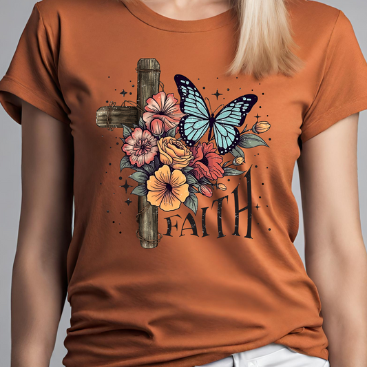 Faith | Cross & Flowers | T-Shirt