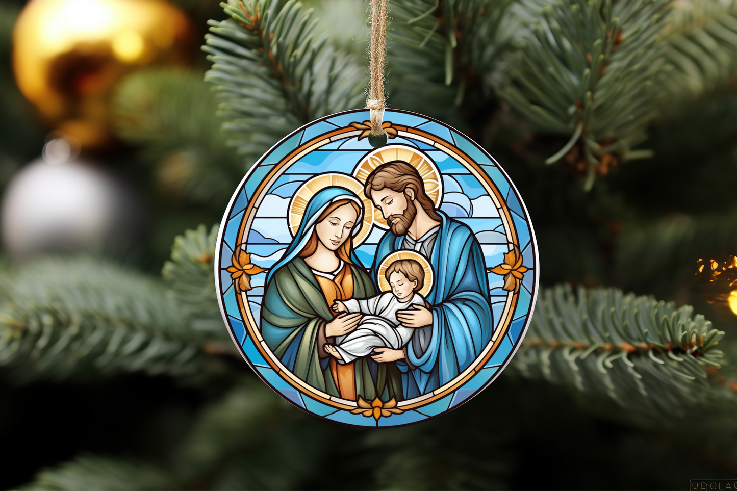 Christmas Stained Glass Design Ornaments (OPTIONS AVAILABLE)