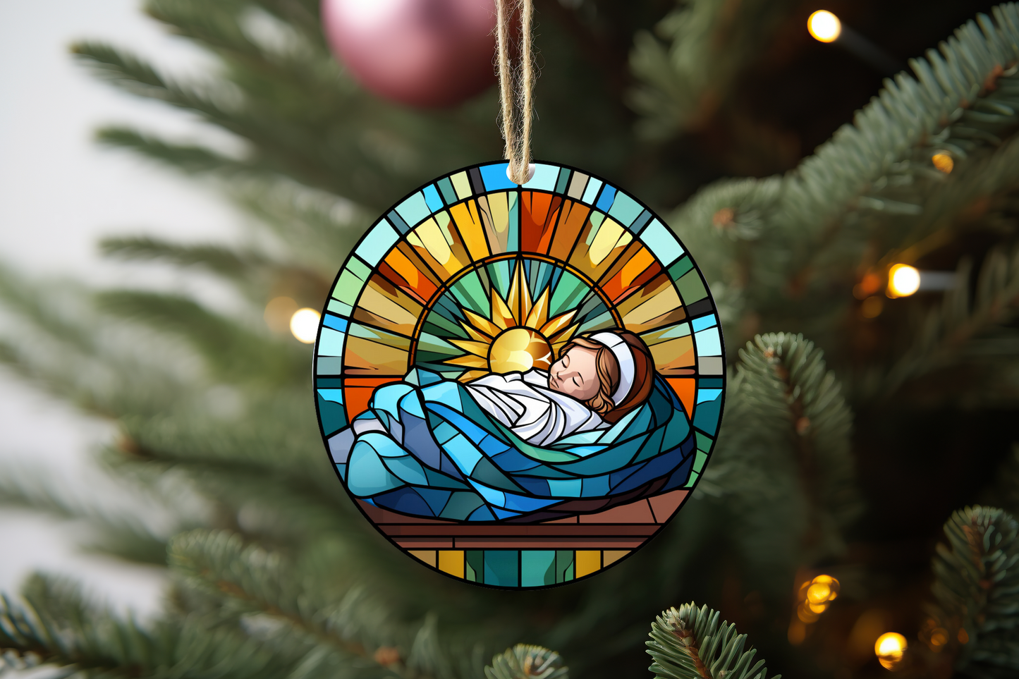 Christmas Stained Glass Design Ornaments (OPTIONS AVAILABLE)