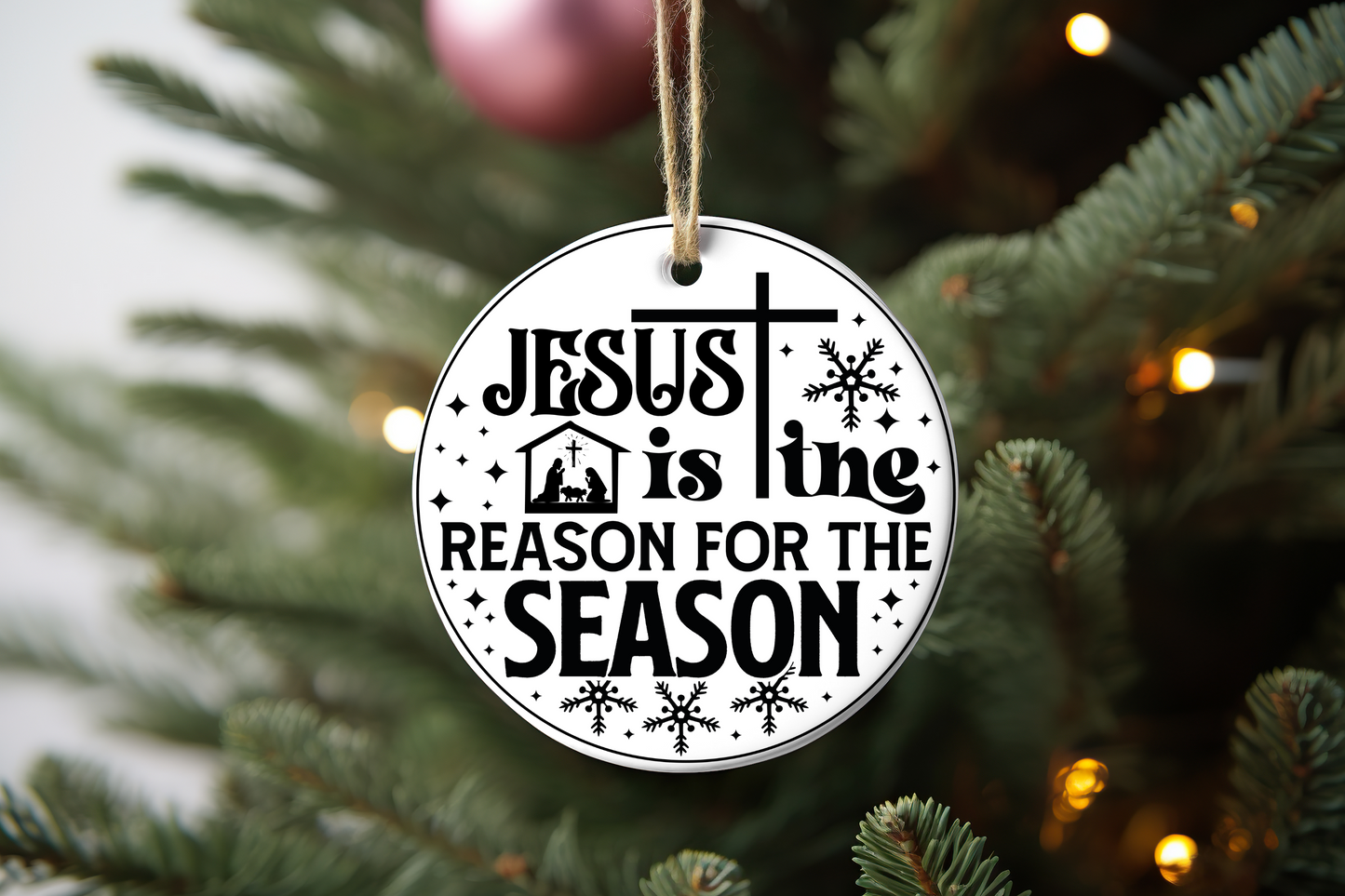 Black and White Jesus Christmas Ornaments (OPTIONS AVAILABLE)