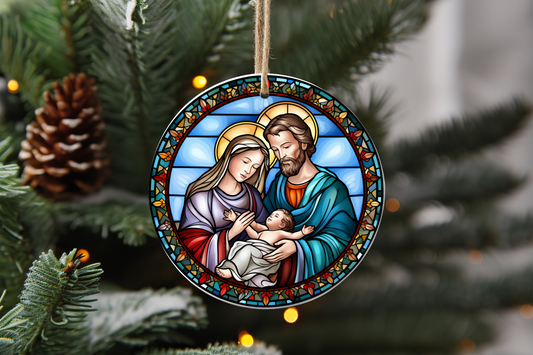 Christmas Stained Glass Design Ornaments (OPTIONS AVAILABLE)