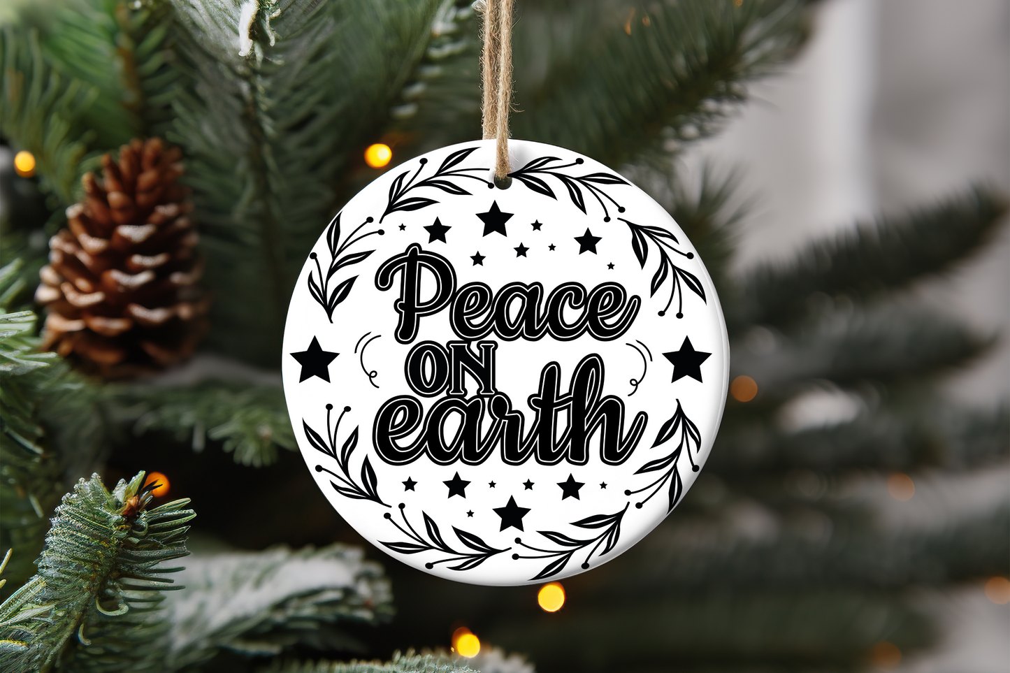 Black and White Jesus Christmas Ornaments (OPTIONS AVAILABLE)