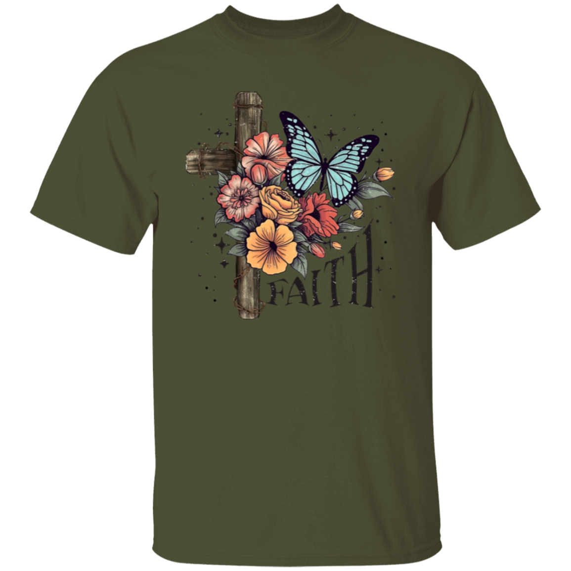 Faith | Cross & Flowers | T-Shirt