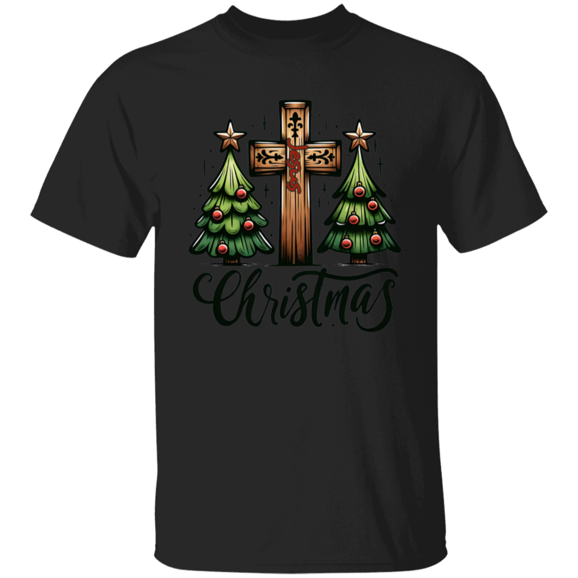 Cross and Trees Christmas T-Shirt