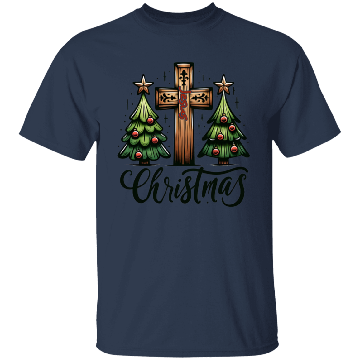 Cross and Trees Christmas T-Shirt