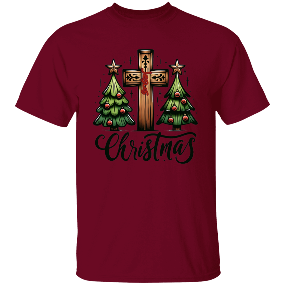 Cross and Trees Christmas T-Shirt