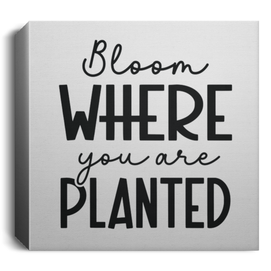 BLOOM WHERE YOU ARE PLANTED SQUARE CANVAS, Christian wall art
