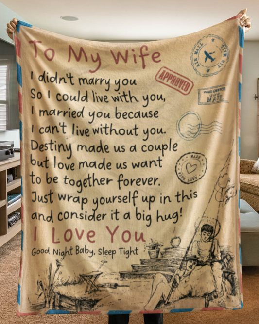 To my Wife | Vintage Letter | Arctic Fleece Blanket