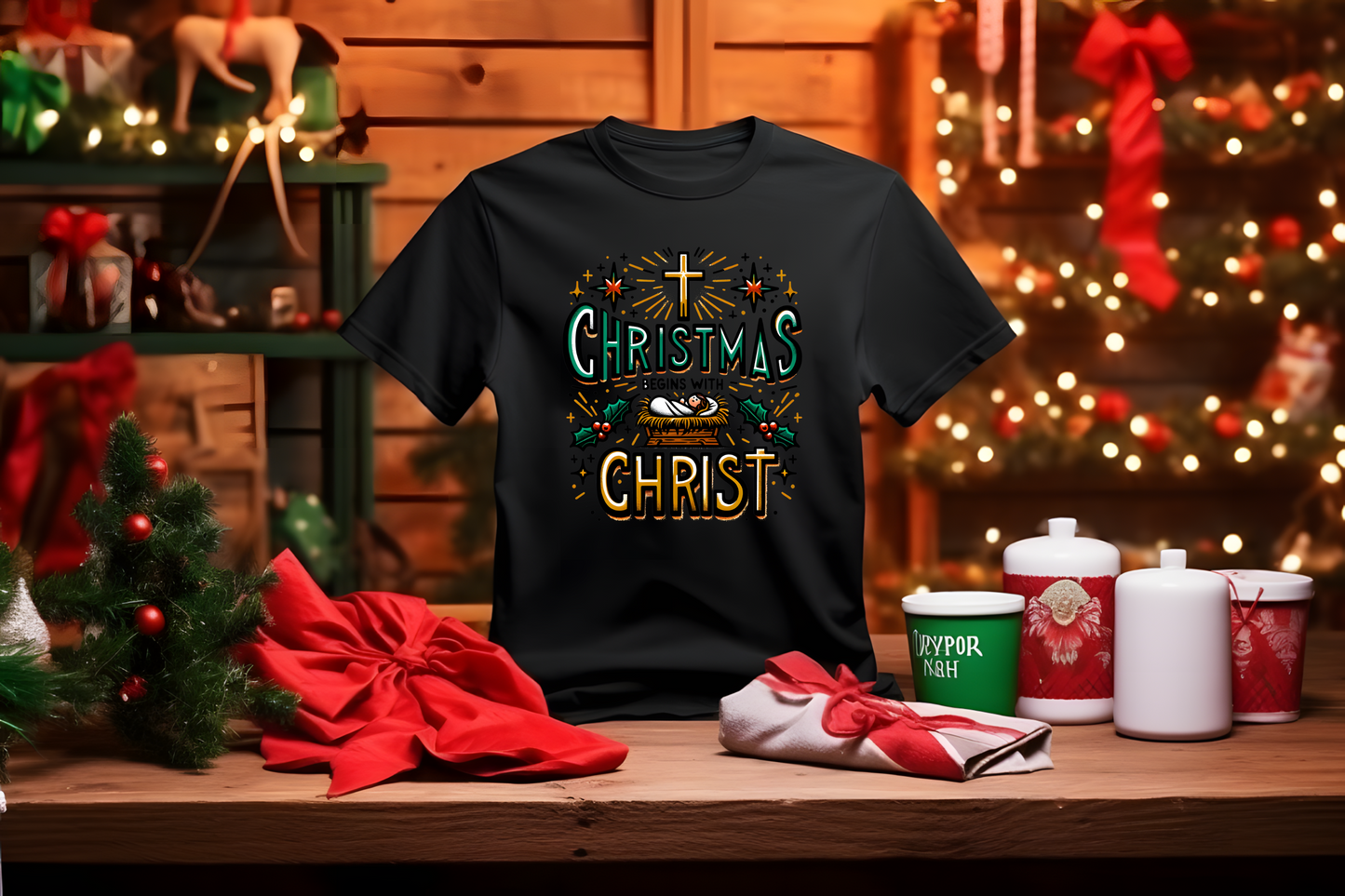 Christmas Begins With Christ Christmas T-Shirt