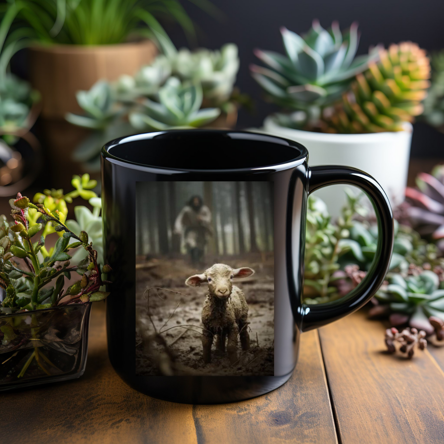 Jesus Running After Lamb | Ceramic Mug
