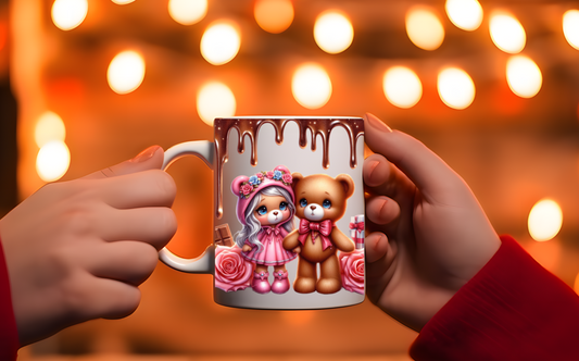 Chocolate Drip Teddy Bear Couple | Ceramic Mug
