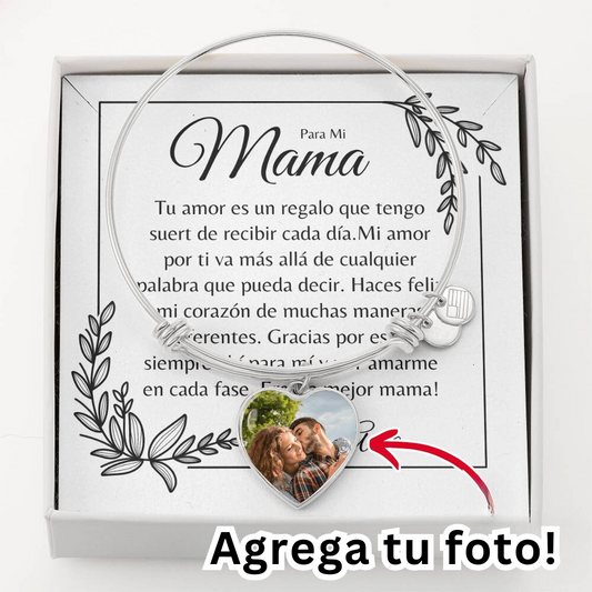Para Mi Mama | Personalized Heart Photo | Luxury Bangle Bracelet