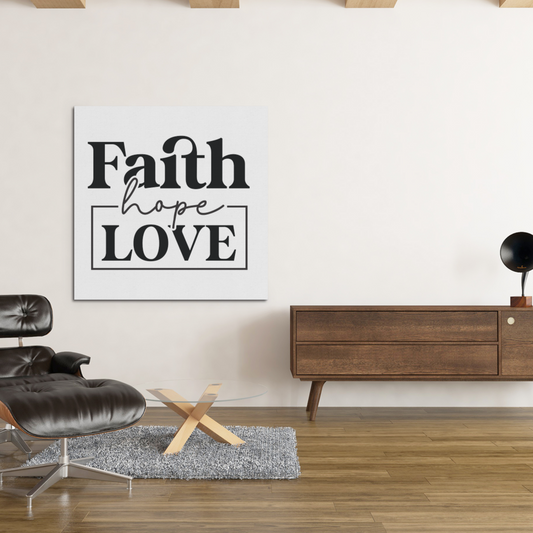 FAITH HOPE LOVE SQUARE CANVAS, Christian wall art