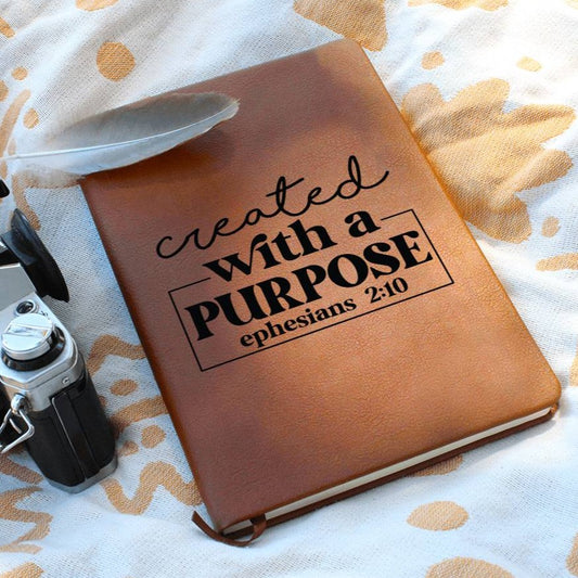 CREATED WITH A PURPOSE LEATHER JOURNAL, Christian journal, faith journal