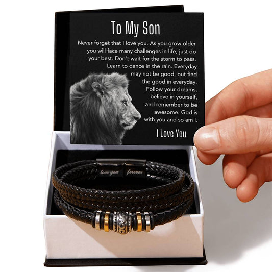 To My Son | Love You Forever | Leather Braid Bracelet