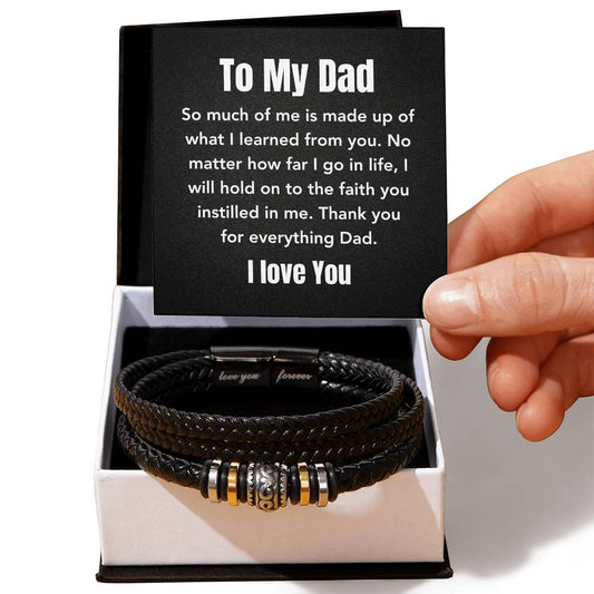 To My Dad | Love You Forever | Leather Braid Bracelet