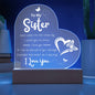 To My Sister | Heart Plaque