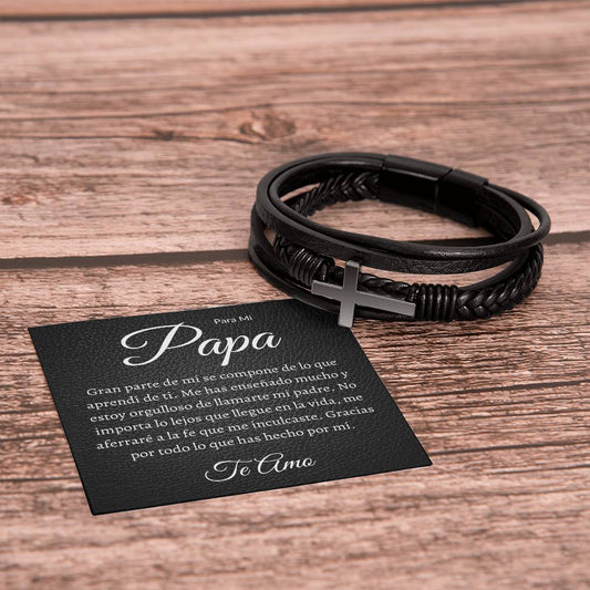 Para Mi Papa | Cross Leather Layered Bracelet