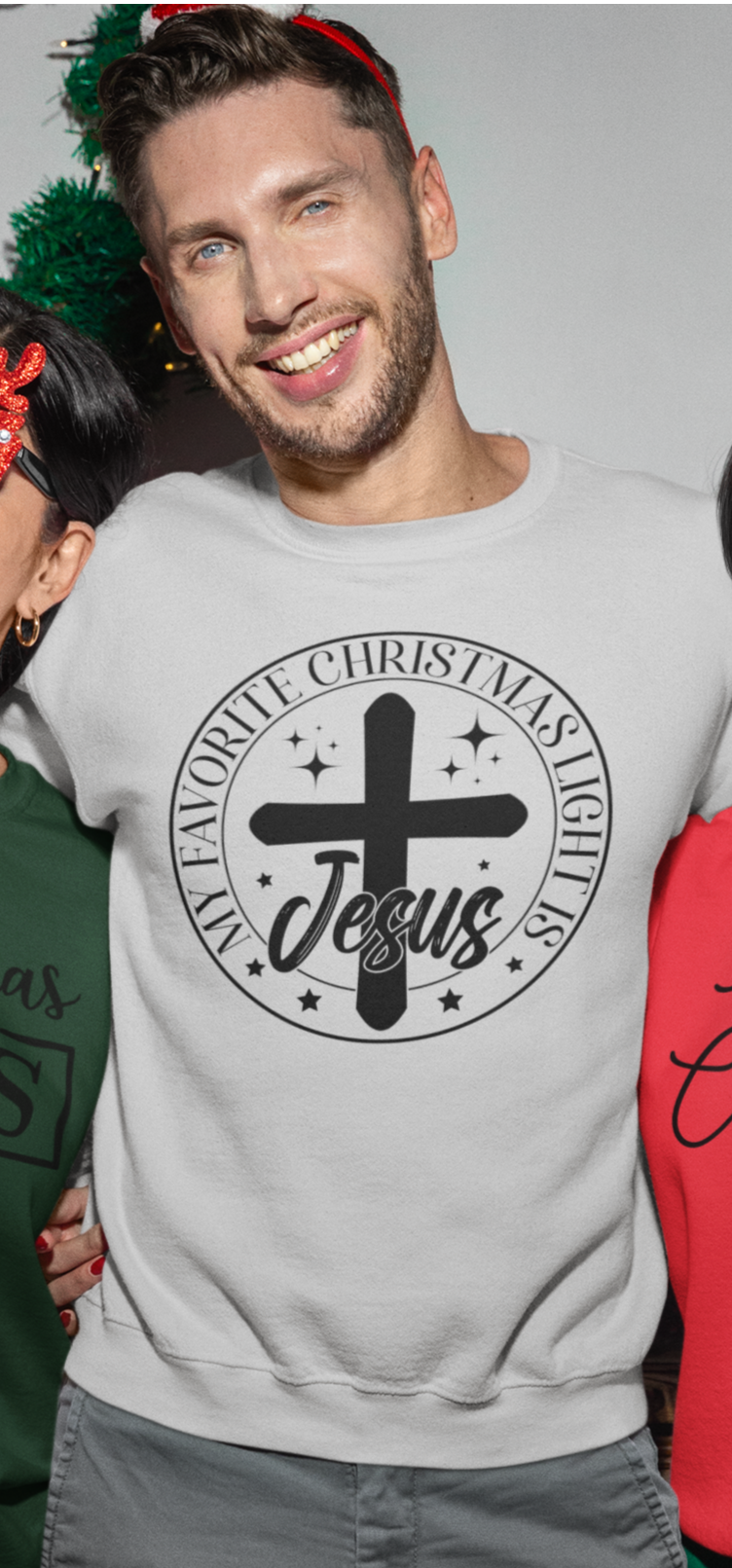 MY FAVORITE CHRISTMAS LIGHT IS JESUS SWEATSHIRT, Christian Christmas sweater, Jesus sweatshirt