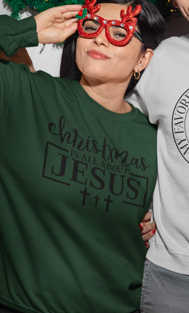 CHRISTMAS IS ALL ABOUT JESUS SWEATSHIRT, Christian Christmas sweater, Jesus sweatshirt