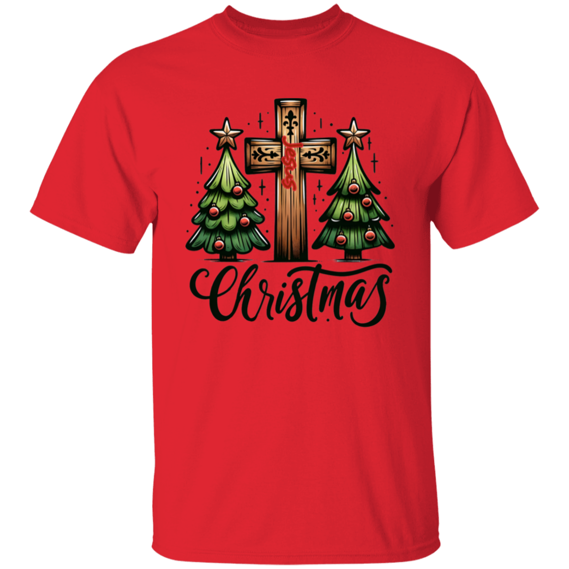 Cross and Trees Christmas T-Shirt