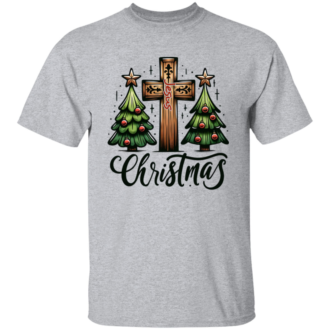 Cross and Trees Christmas T-Shirt