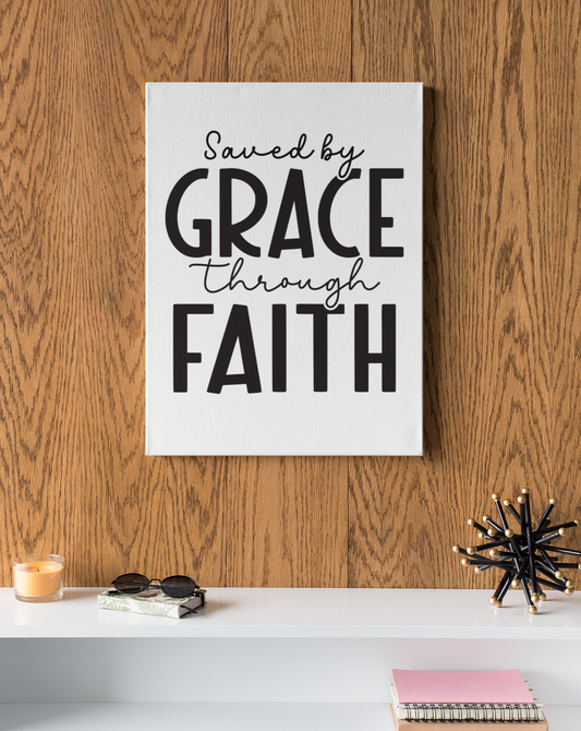 SAVED BY GRACE THROUGH FAITH POTRAIT CANVAS, Christian wall art